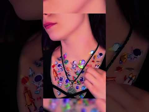 #asmr Taking Stickers off my chest  #stickers #asmrsounds #asmrvideo #shortsasmr #shorts