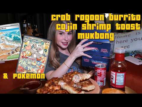 Homemade Cheesy Garlic Cajun Shrimp Toast & Crab Rangoon Burrito Mukbang + 3 Chaos Rising ETBs! 🦐🔥🎴