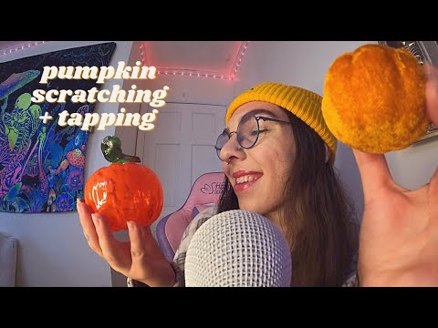 ASMR Scratching + Tapping Pumpkins🍁 Thanksgiving Trigger Words🍂