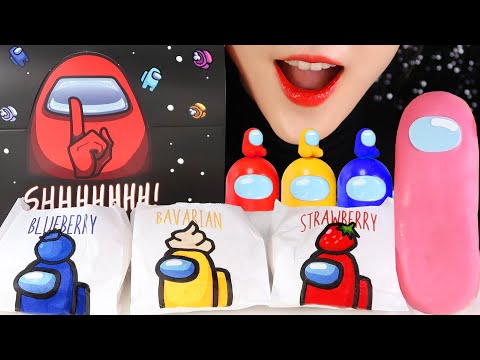 AMONG US FOOD ASMR AMONG US DONUTS ASMR DUNKIN DONUTS MUKBANG ASMR