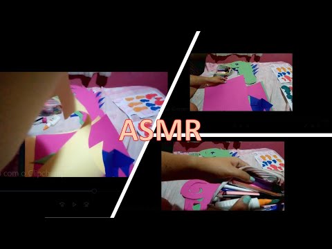 ASMR caseiro: Sem voz, somente sons de tesoura, recorte em cartolina e color set