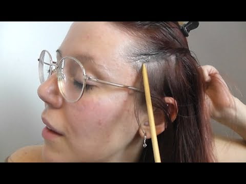 ASMR HAIR SCALP CHECK  💆‍♀️ Scratching Wooden Sticks | Own Hair Play | Combing Sounds Parting |Oil