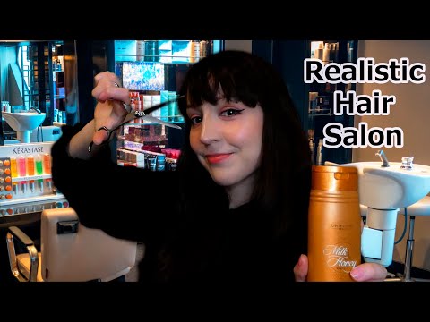 ⭐ASMR Realistic Hair Salon; Shampoo, Haircut, Hair Treatment & Styling (Binaural, Layered Sounds)