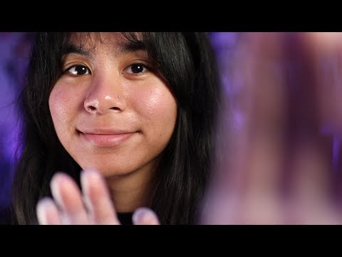 ASMR vinyl face touching and hand movements (close whispering)