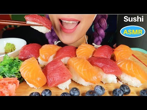 ASMR 연어초밥, 참치초밥 먹방| “APRIL ASMR COLLAB 2019” WEEK 2 SUSHI |CURIE. ASMR