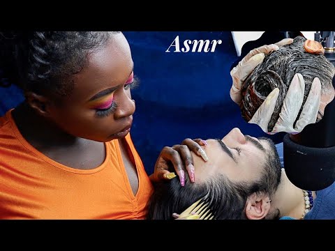 ASMR | SUPER RARE HAIR PLAY | Male Hair Care | shampoo, massage, hair food application.