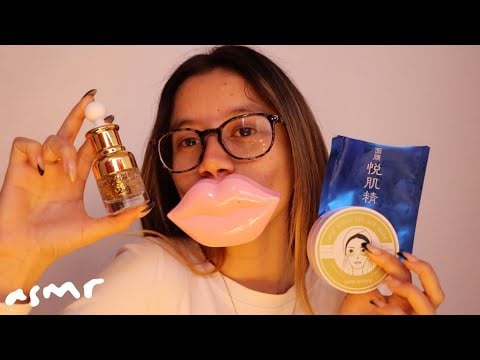ASMR skincare con productos chinos *mascando chicle*