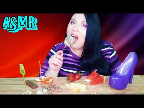 ASMR Eating Sprinkle Marshmallows, Chocolate Stiletto, Fruit, Crunchy Food Mukbang (Eating Sounds)