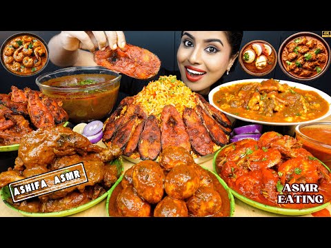 Eating Malabar Prawn Masala,Arabic Fish Mandi,Mutton Curry,Chicken Tangdi Curry ASMR Eating Mukbang