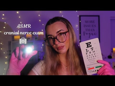 ASMR Cranial Nerve Exam (soft spoken/whispered, gloves, light triggers, follow my instructions)