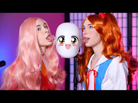 TWIN ASMR 💖 ASMR ZERO TWO AND ASUKA EARLICKING 4K👅💖귀 핥기 👅 耳舐め 💖舔耳+含耳💖(HANDMADE MIC)