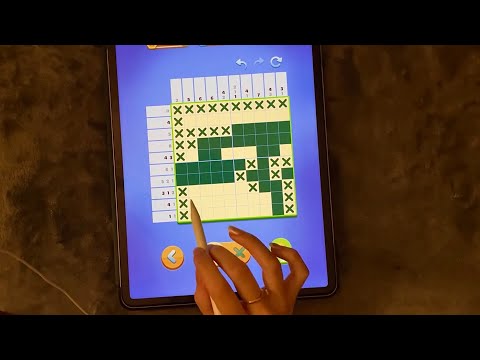 😴 iPad ASMR -  🧩 With Nonograms/picross puzzles 🧩 - writing sounds - clicky whispers