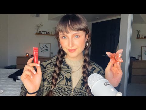 ASMR ~ Red Triggers (gum chewing, mouth sounds, tapping, trigger assortment, lid sounds)