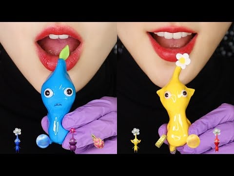 PIKMIN THEME FOOD ASMR CANDIED STRAWBERRY EATING ASMR 🌱