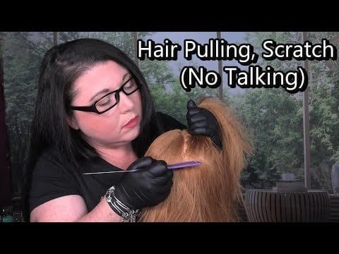 ASMR Hair Pulling (NO TALKING) Scalp Scratching with Nails, Gloves, Scalp Massage