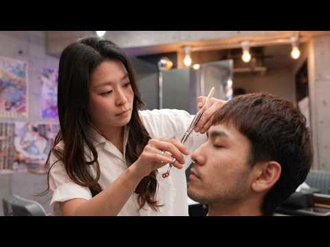 ✂️(ASMR) A Scissor Haircut by a Japanese Lady Barber So Gentle You'll Drift to Sleep