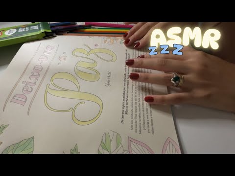 ASMR COLORINDO COM LÁPIS DE COR E MASCANDO CHICLETE