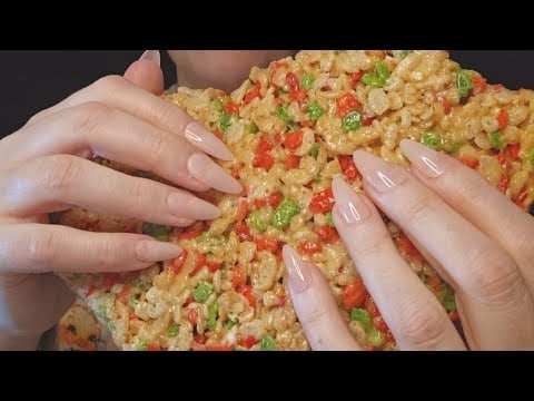 ASMR Dry Crunchy Scratching On a Rice Crispy Square | No Talking  