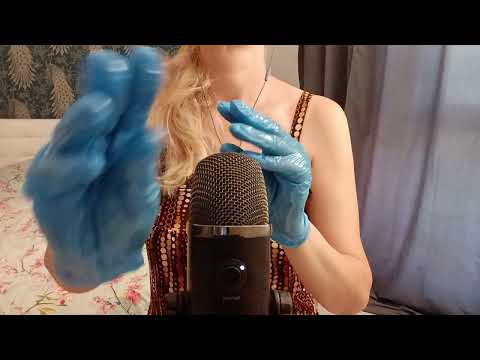 ASMR Pure Tingles:  Blue Gloves &  Oily (No Talking)