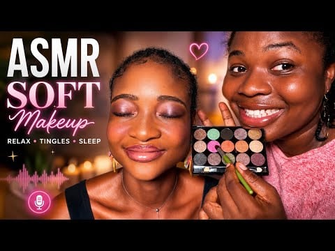 ASMR✨Soft Makeup on Dark Skin Relaxing Brushes & Tingles Plus Whispers
