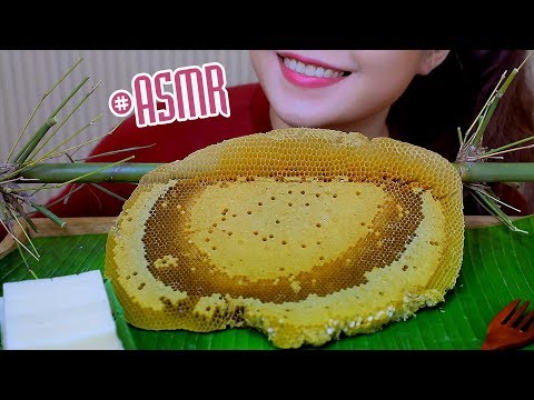 ASMR RAW HONEYCOMB WITH KIRI MOCHI , EXTREME STICKY EATING SOUNDS | LINH-ASMR