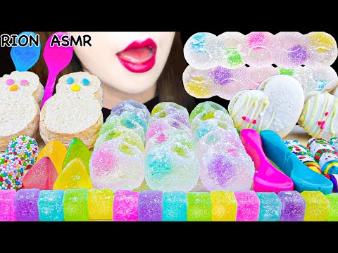 【ASMR】BUBBLE KANTEN JELLY,DACQUOISE,MINJ KANTEN JELLY,EDIBLE SPOON MUKBANG 먹방 EATING SOUNDS