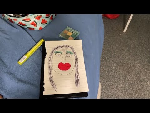 ASMR Makeup on Paper Face Makeup Video (Whisper) +combing hair