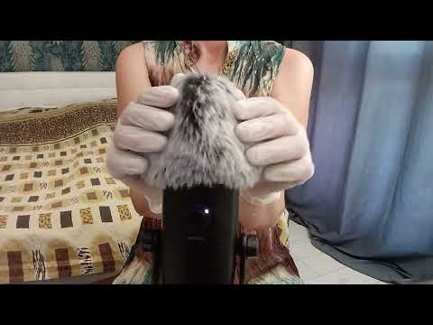 ASMR Pure Tingles:  White Gloves &  Fluffy Mic (No Talking)