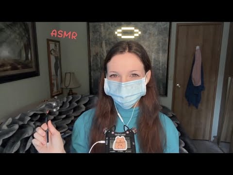 🩵 Face Mask Ear Cleaning with dental tools for best tingles ASMR 💙