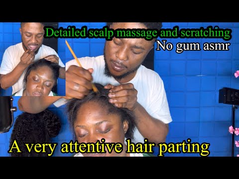 ASMR ✨Super attentive hair parting, vitamin E capsule oil popping, Detailed scalp massage.
