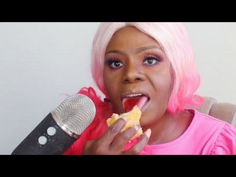 Krispy Kreme Raspberry Filled Glazed Donuts ASMR Eating Sounds