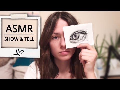 ASMR • Ich zeige euch meine Zeichnungen 🙊 Show & Tell (paper sounds, whispering, tracing...)