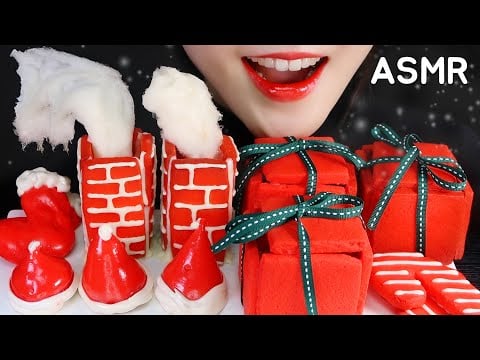 CHRISTMAS FOOD ASMR RED FOOD ASMR CHRISTMAS COOKIES MUKBANG NO TALKING 🤶🎅