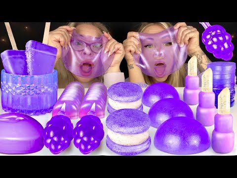 ASMR JELLY FACE MASK, PURPLE POTATO DESSERT, EDIBLE SOAP, TIK TOK GRAPE JELLY MUKBANG 먹방 꿀벌