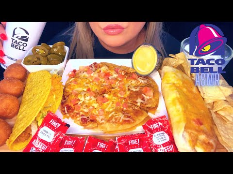 ASMR TACO BELL MUKBANG (MEXICAN PIZZA, CHEESY BURRITO & NACHOS) EATING SOUNDS