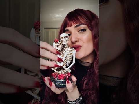 3 skull figures 💀✨🌹 #skull #asmrnia #asmrtapping #skeleton #asmrvideos #halloween #decor