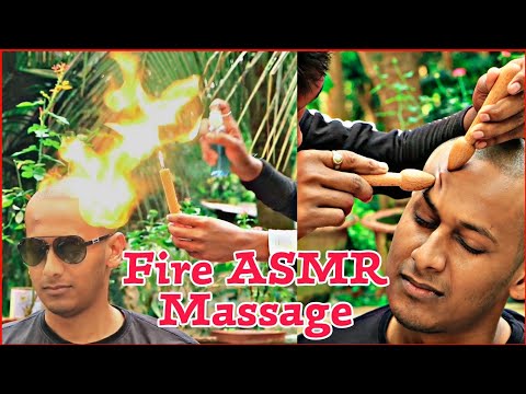 Fire ASMR And Gua-Sha Head Massage💆‍♂ By Indian Barber | Neck Crack Tingles Tapping Clapping ASMR