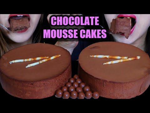 ASMR EATING BIG CHOCOLATE MOUSSE CAKES 초콜릿 케이크 리얼사운드 먹방 ケーキ केक