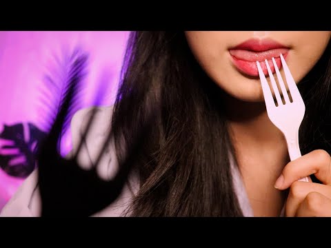 ASMR 포크로 너를 콕! 찍어 먹겠다!👄/ 이팅유, 스핏 페인팅👅, 시각적 팅글, 단어반복, 미니 주걱(우드)🥄, 때리고 약 발라주기☝🏻