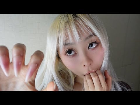 ASMR teeth scratching with long nails + spit painting