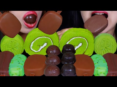 ASMR BUBBLY CHOCOLATE ICE CREAM BON BONS, DOVE ICE CREAM, LAVA ICE CREAM BARS, GREEN TEA MOONCAKE 먹방