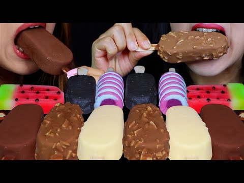 ASMR GIANT MILK, WHITE, ALMOND CHOCOLATE COVERED ICE CREAM BARS, OREO, WATERMELON, BERRY SWIRL 먹방
