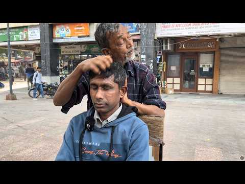 The Best Street Cosmic Massage 💫 | Old Man Amazing Head massage | Mohammad Waris Barber