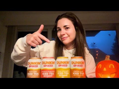 ASMR DUNKIN DONUTS SPIKED ICED TEA 🍹 (Whispered Drink Review)