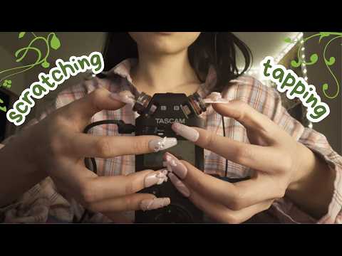 asmr | tascam tapping and scratching with fake nails
