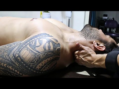 ASMR Neck Massage For Bodybuilder Athlete On Posterior & Anterior Position