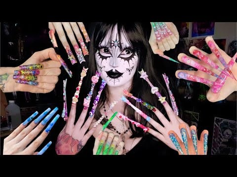 asmr but the nails keep getting longer…. (long nail triggers & whispering)