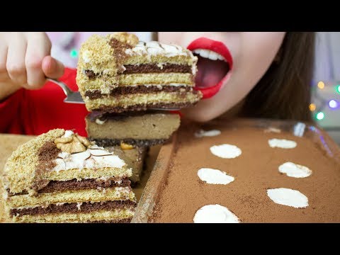 ASMR TIRAMISU + PB Chocolate Cake (Extreme SOFT Eating Sounds) No Talking