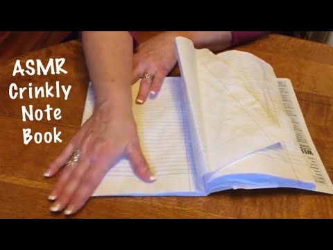 ASMR Page turning of notebook paper. Lots of crinkles (No talking) Water damaged paper crinkles