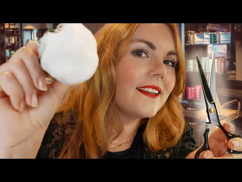 ASMR Deutsch Friseur 💈Flirty Barber Shop Roleplay 💈 Shaving & Haircut (Crinkly Foam Sounds)